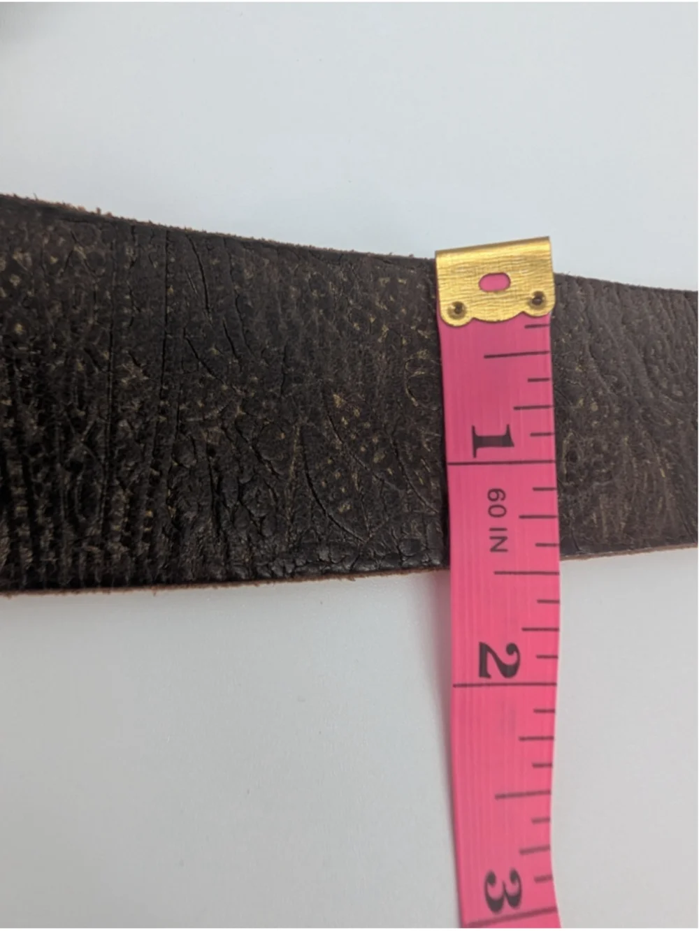 Fossil BT2918001 Brown Tooled Leather Belt Rhinestone Concho Buckle Boho Western